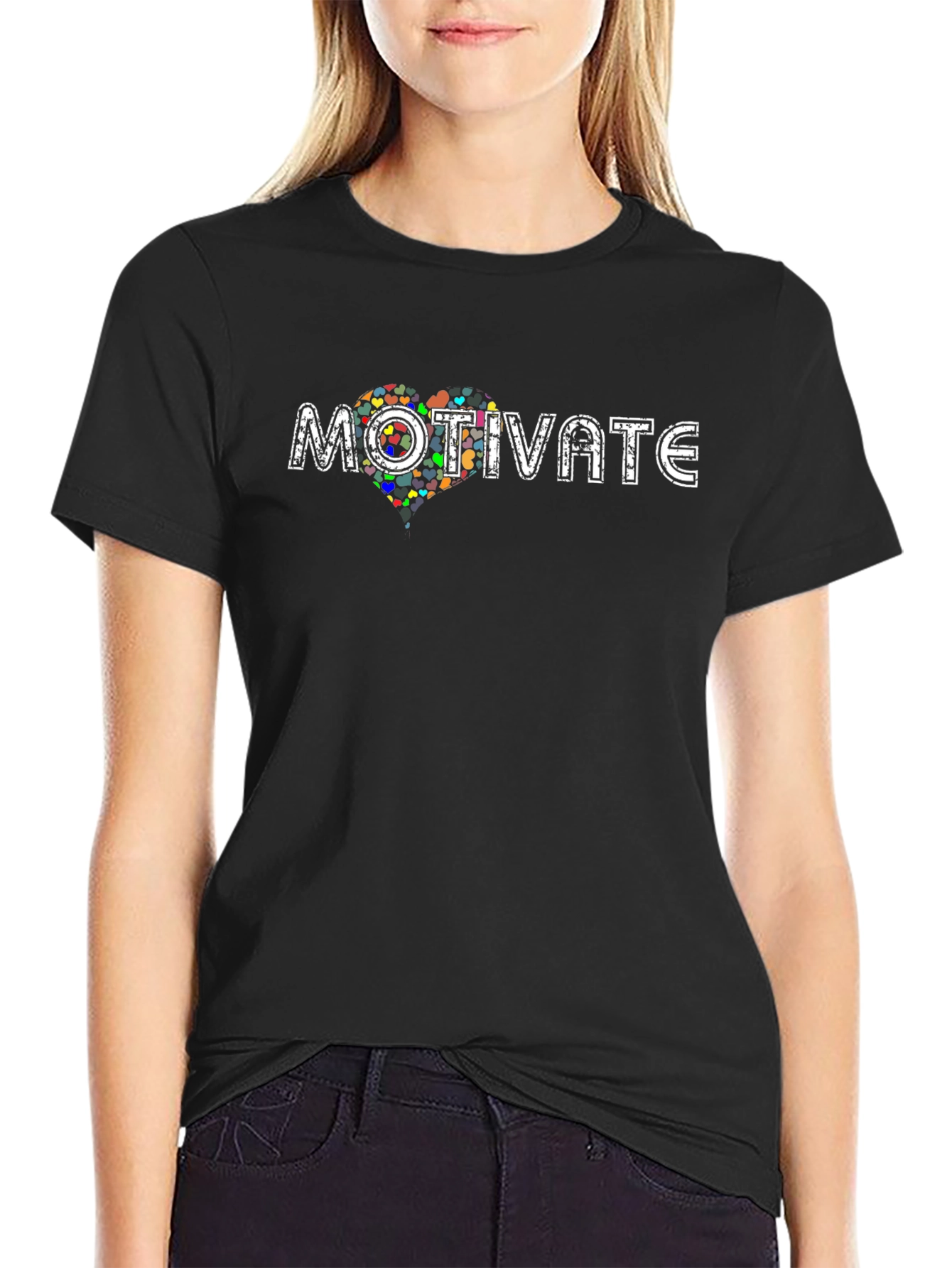 Motivate Heart Graphic Black T-Shirt