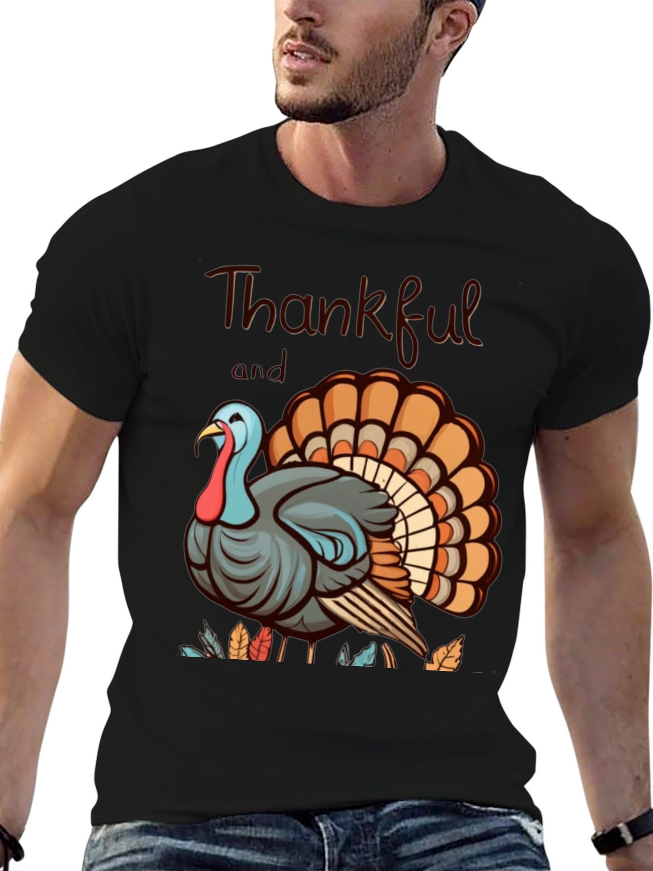 Thankful Turkey Graphic Tee - Thanksgiving Shirt