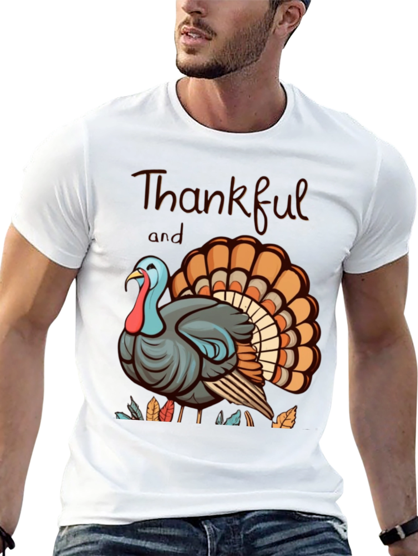 Thankful Turkey Graphic Tee - Thanksgiving Shirt