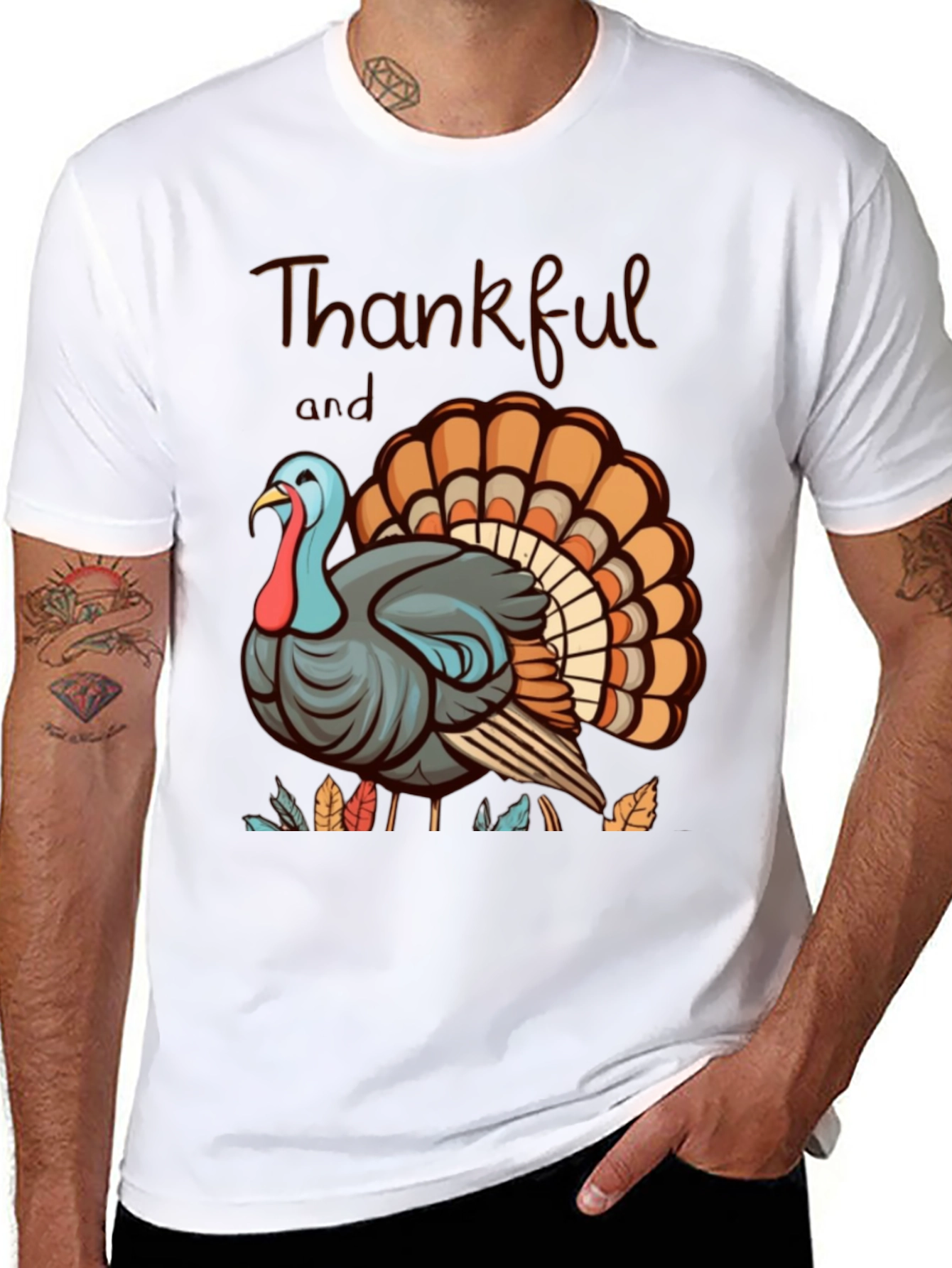 Thankful Turkey Graphic Tee - Thanksgiving Shirt