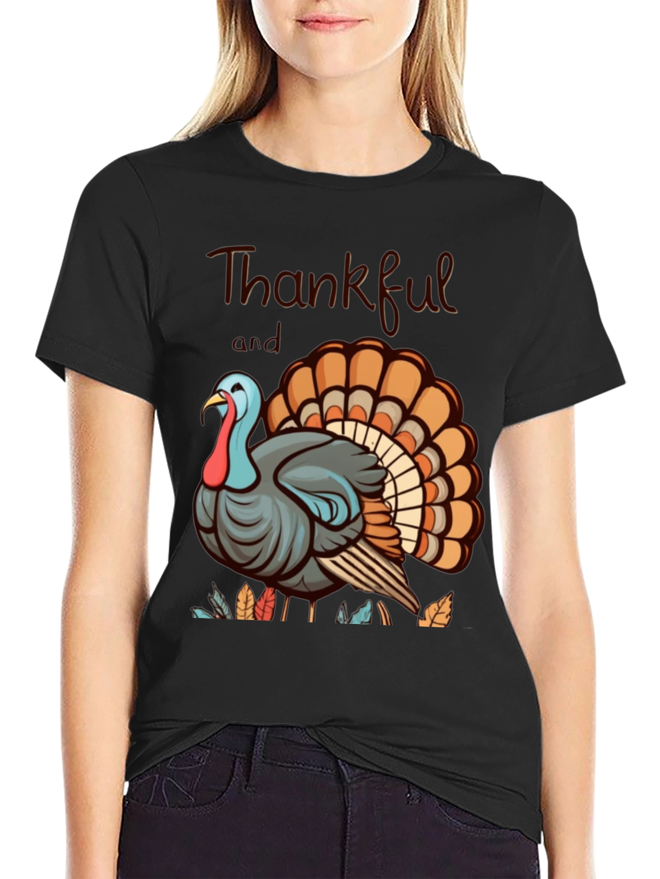 Thankful Turkey Graphic Tee - Thanksgiving Shirt