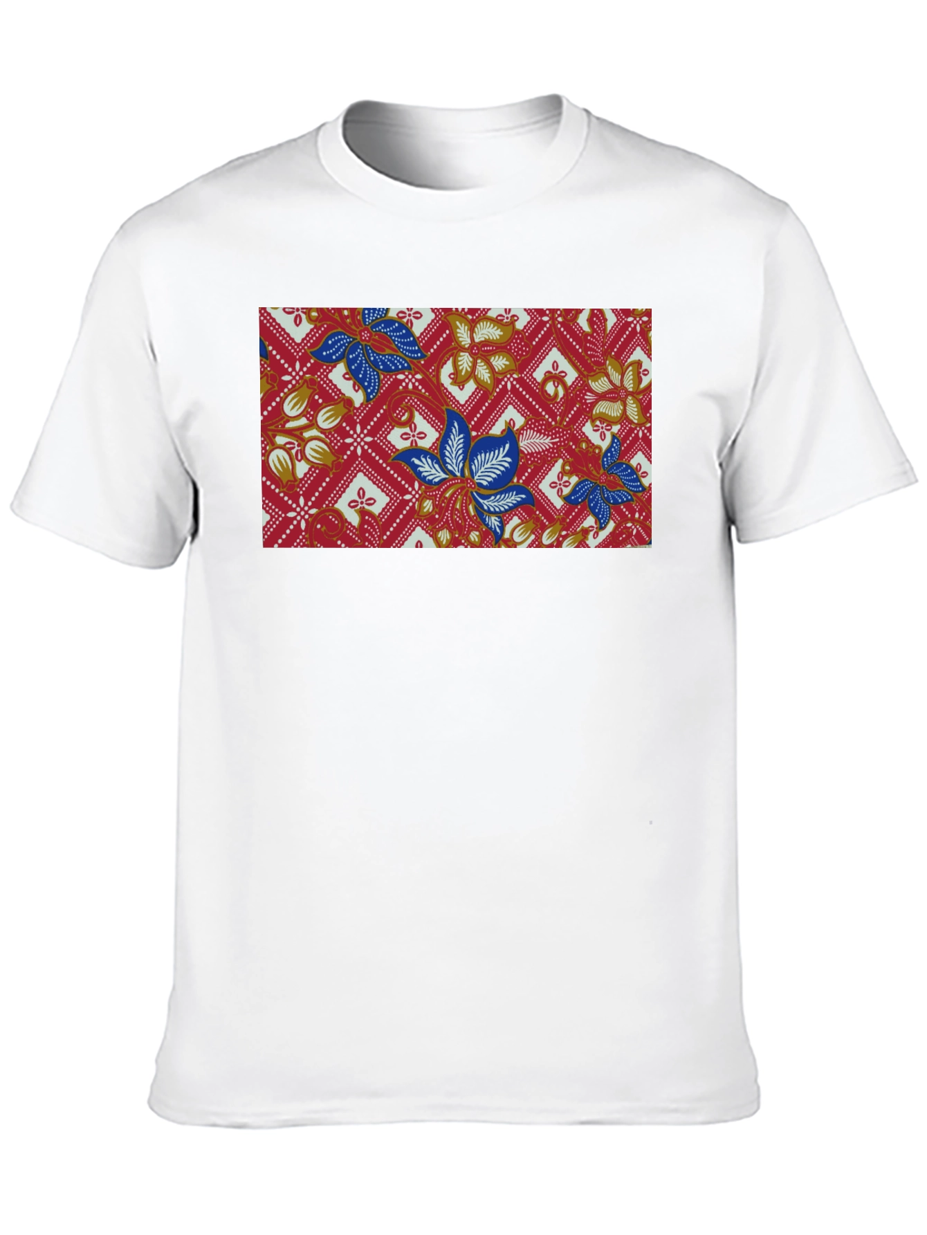 Batik Floral Pattern Black T-Shirt