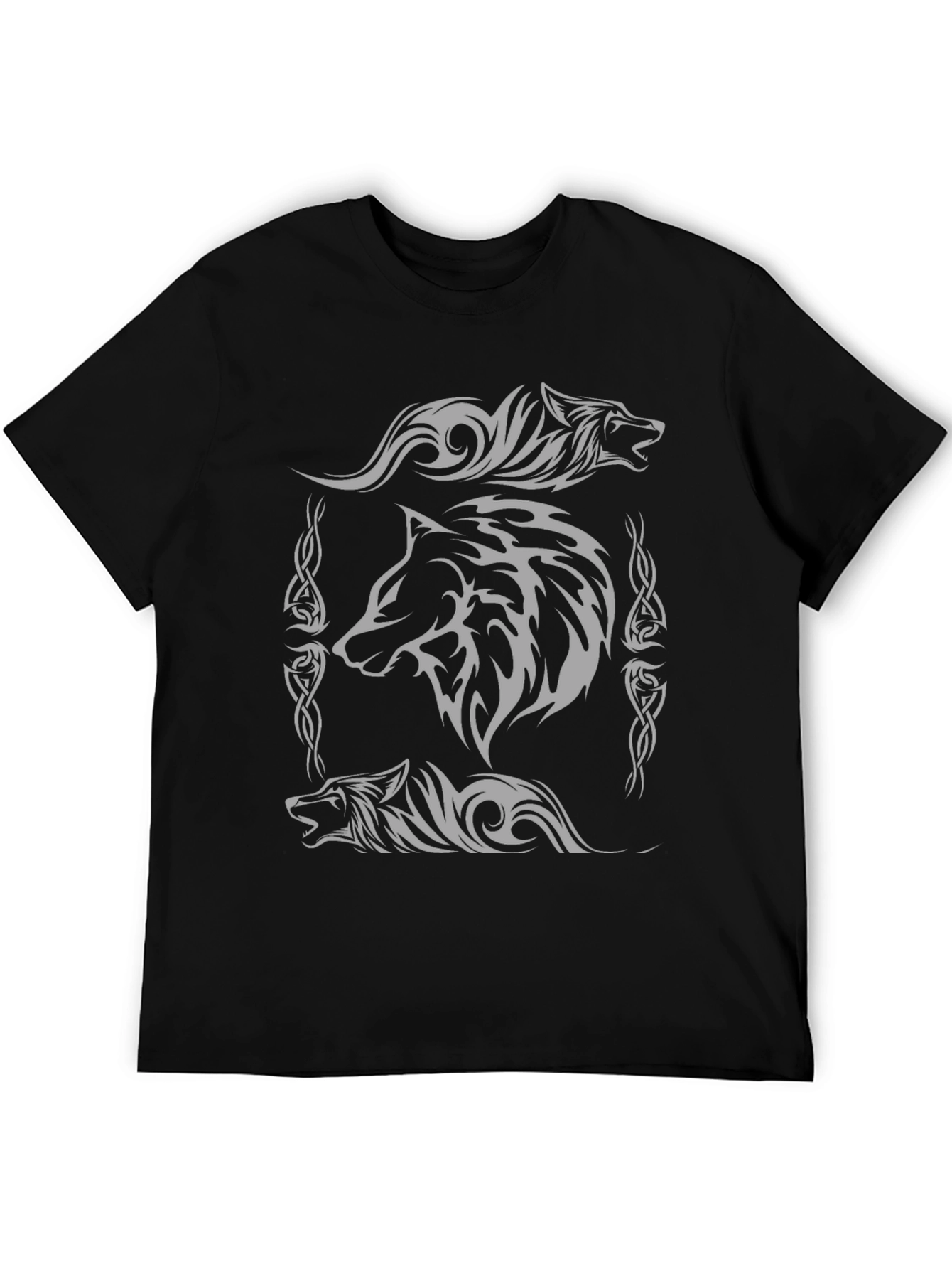 Wolf Pack Graphic Print Black T-Shirt