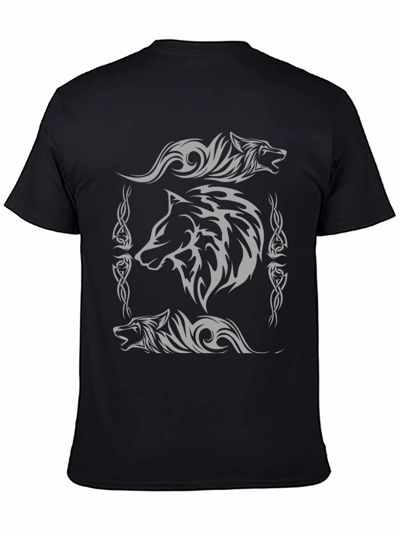 Wolf Pack Graphic Print Black T-Shirt