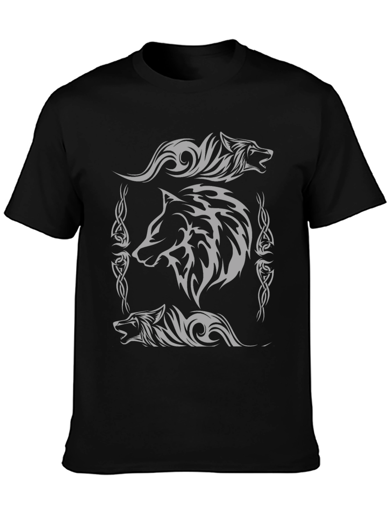 Wolf Pack Graphic Print Black T-Shirt