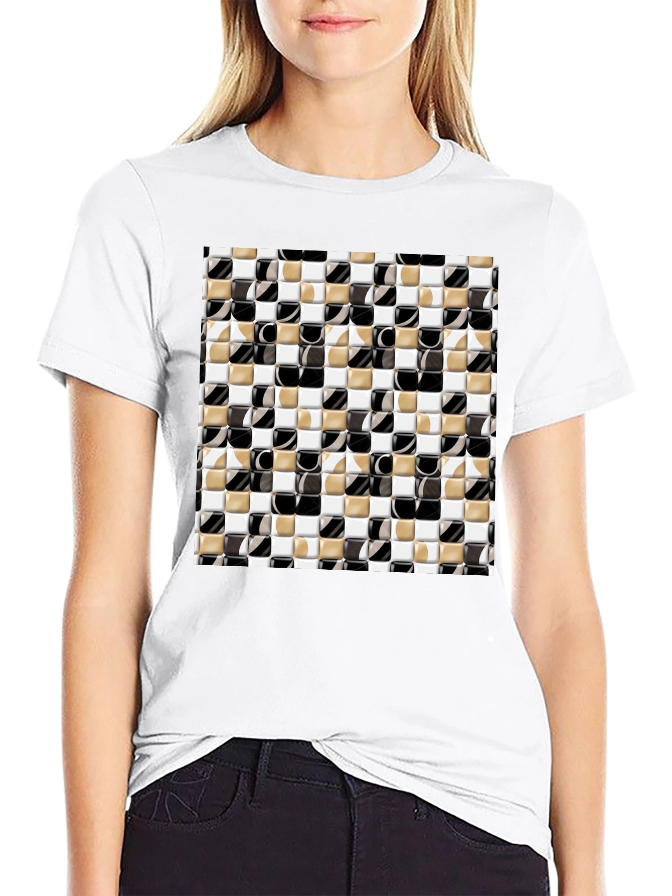 Geometric Tile Pattern T-Shirt