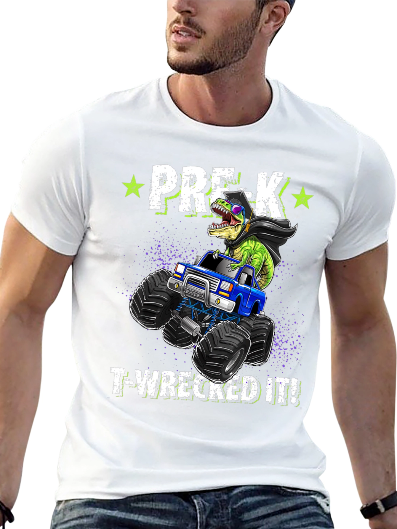 Pre-K T-Wrecks It! Dinosaur Monster Truck Tee