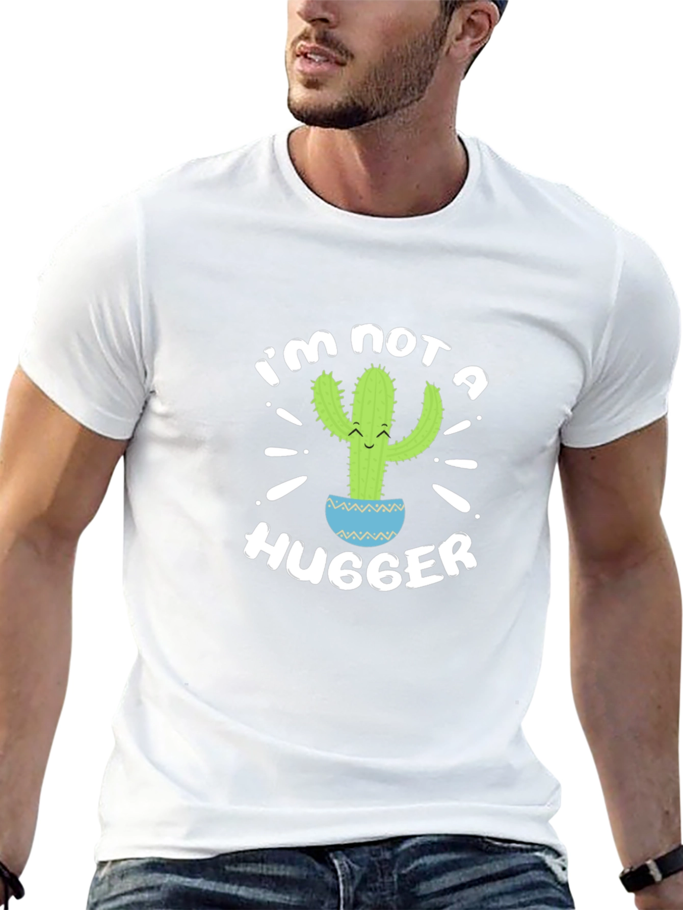 Im Not A Hugger Cactus Graphic T-Shirt