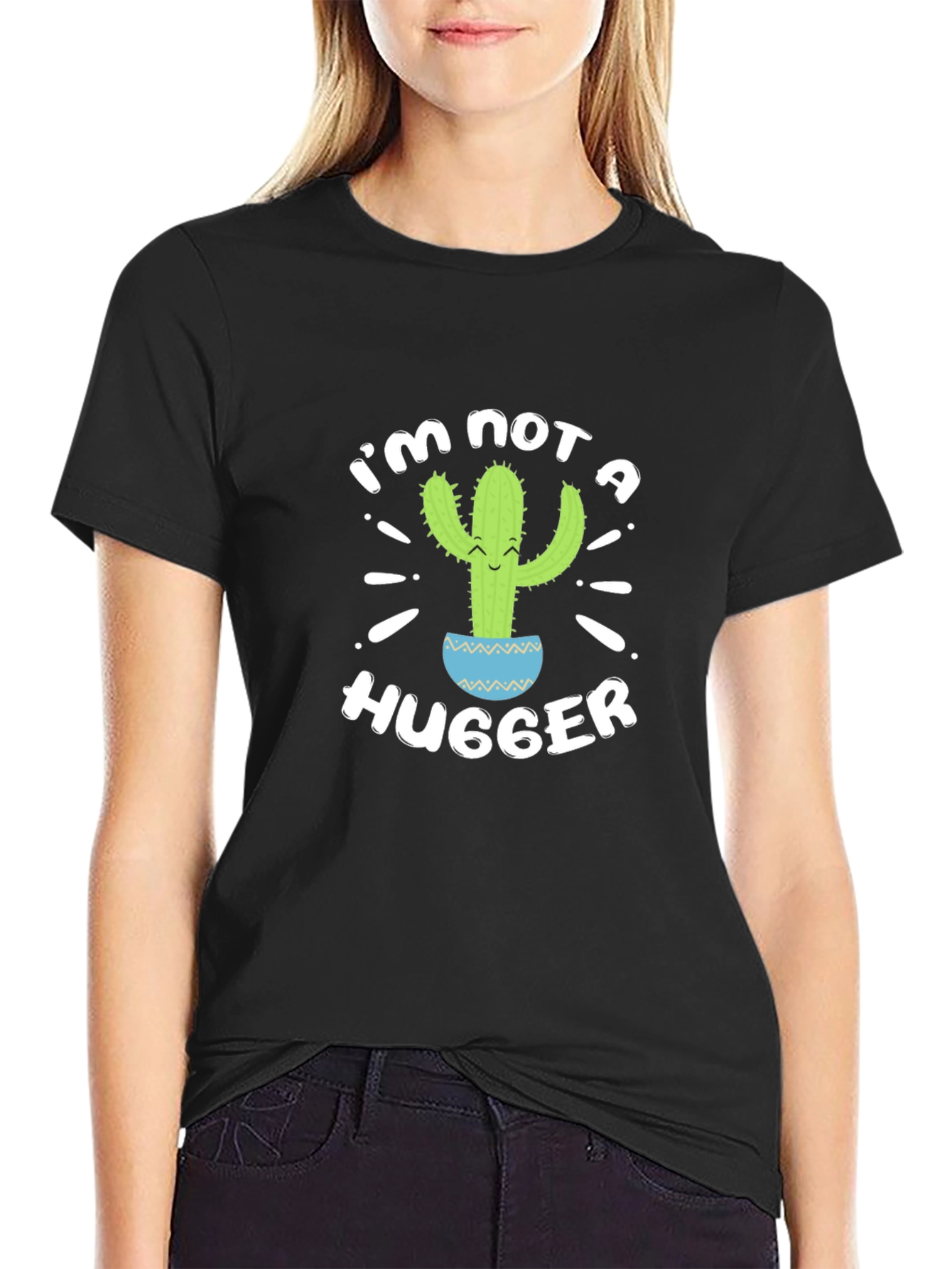 Im Not A Hugger Cactus Graphic T-Shirt