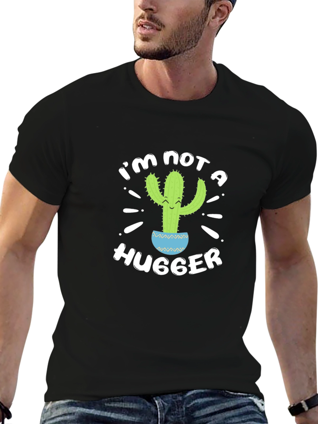 Im Not A Hugger Cactus Graphic T-Shirt