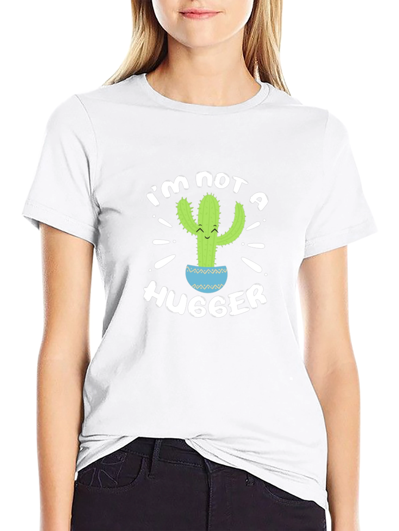 Im Not A Hugger Cactus Graphic T-Shirt