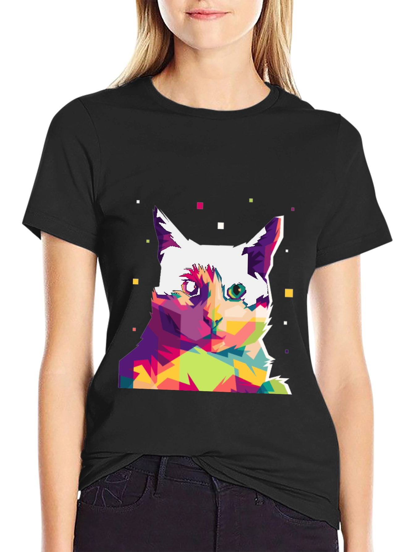 Abstract Cat Art Graphic Tee