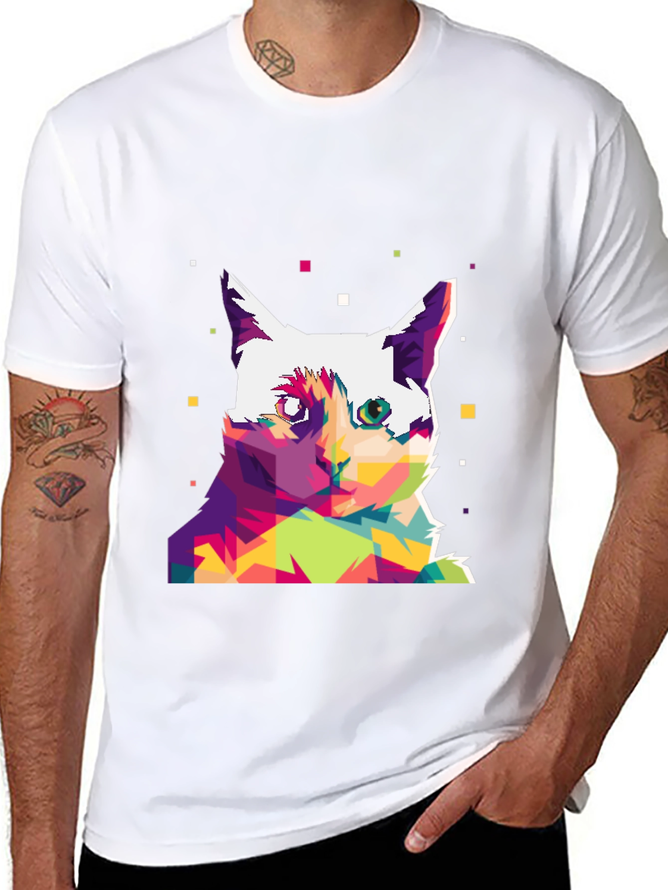 Abstract Cat Art Graphic Tee