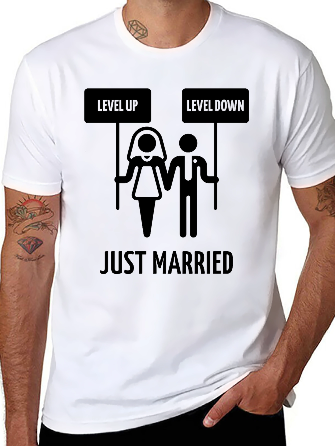 Just Married Level Up T-Shirt - Gamer Wedding Tee