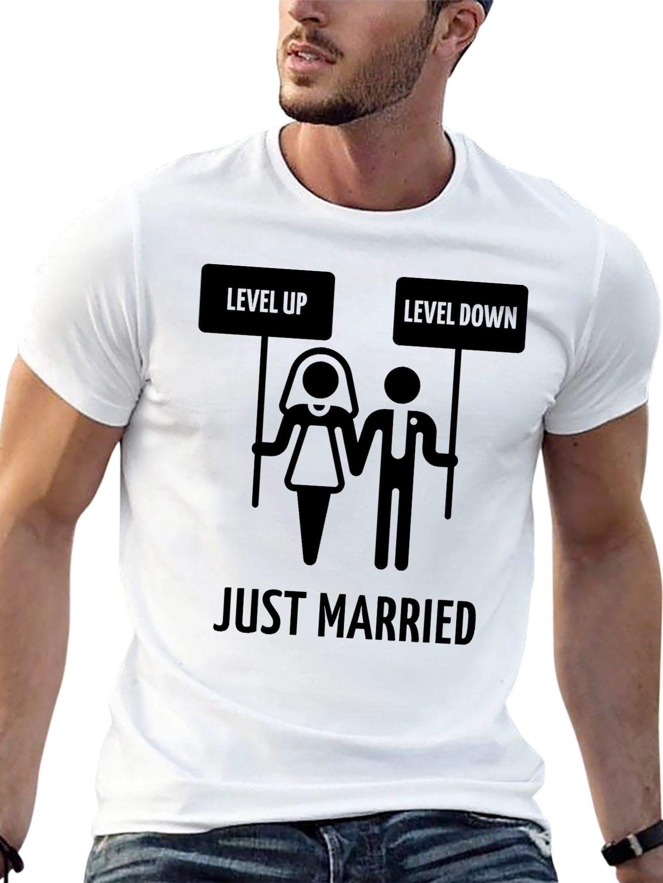 Just Married Level Up T-Shirt - Gamer Wedding Tee