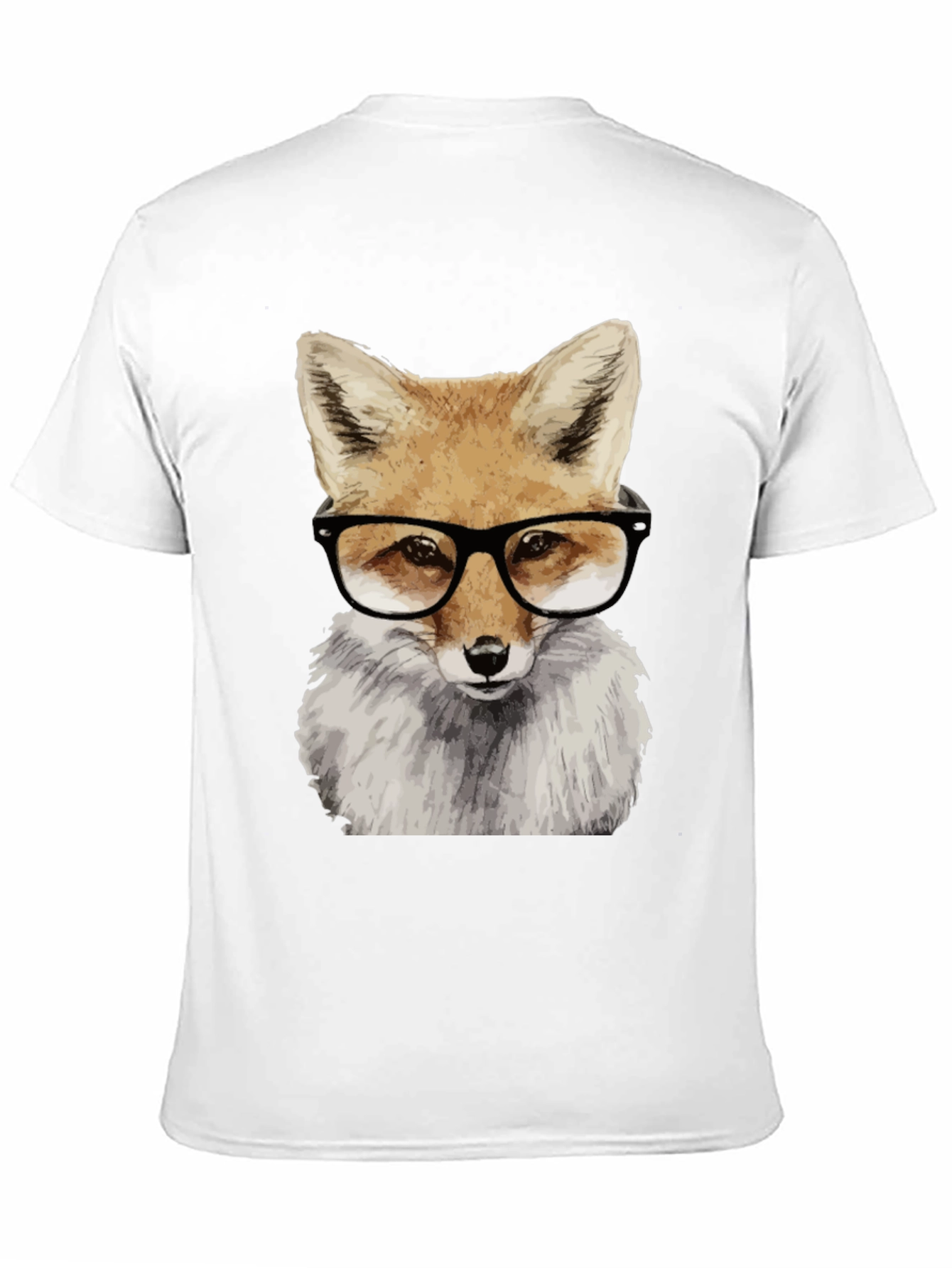 Fox with Glasses Graphic Tee - Black Cotton T-Shirt