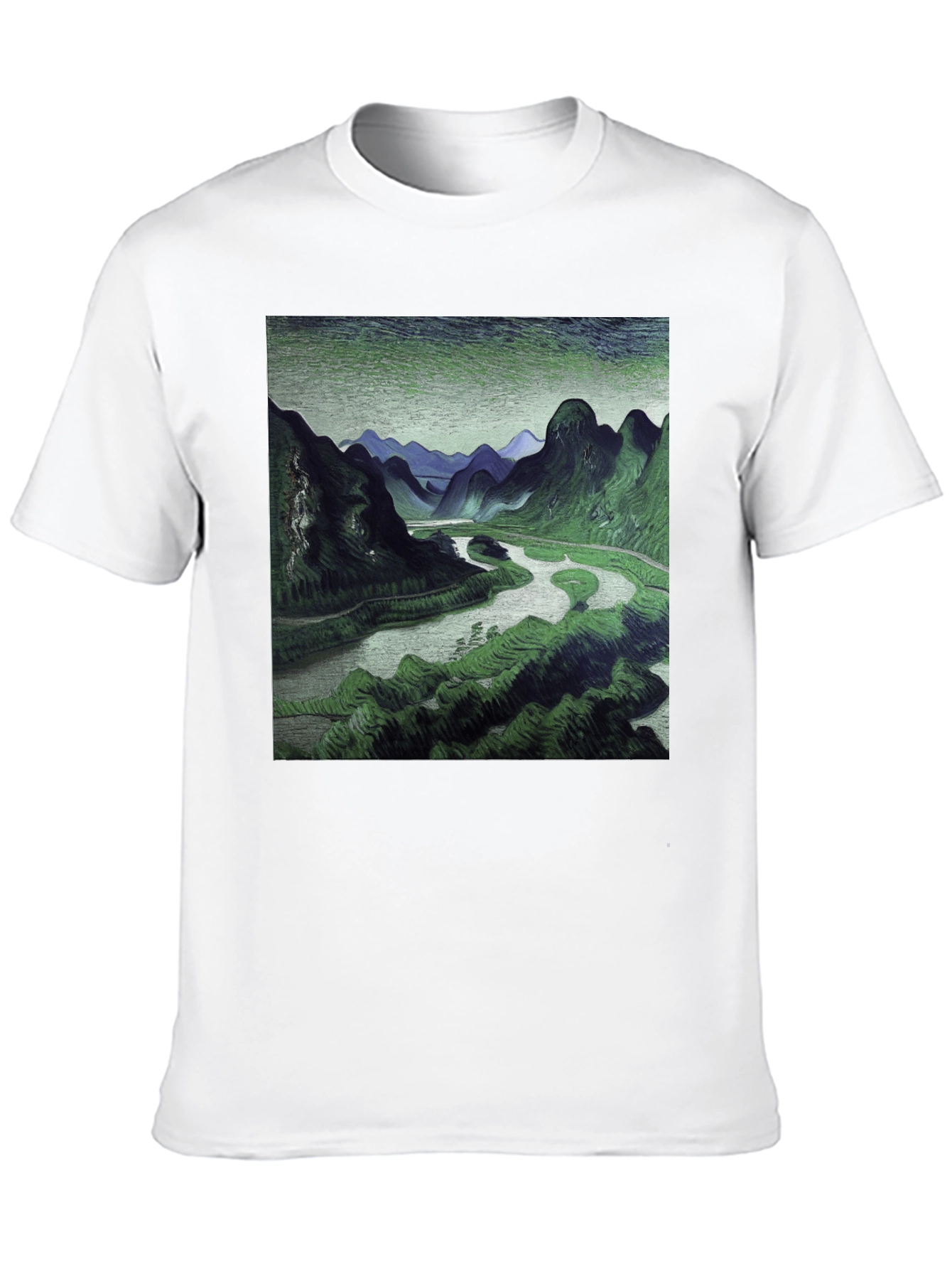 Mountain River Graphic Black T-Shirt