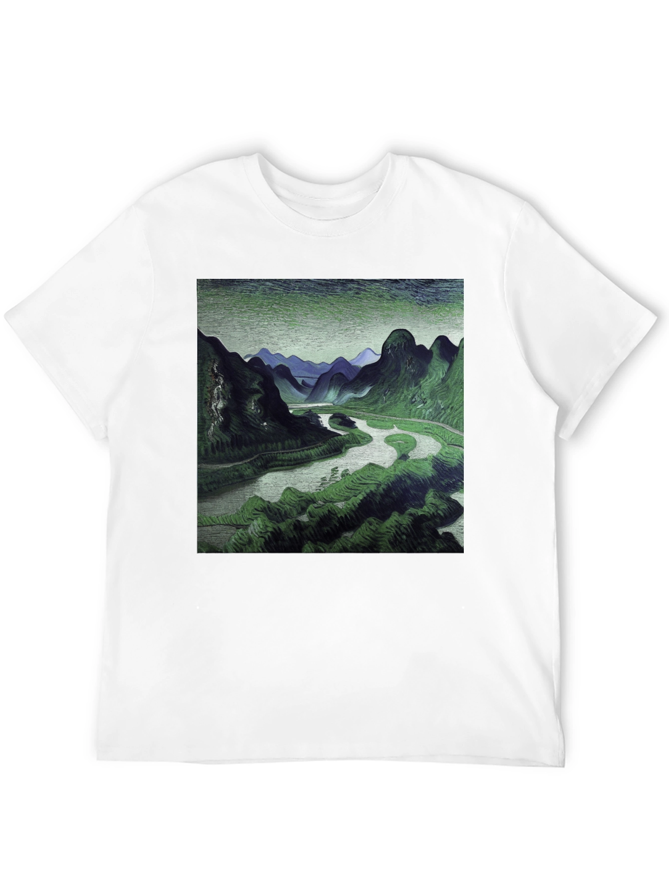 Mountain River Graphic Black T-Shirt