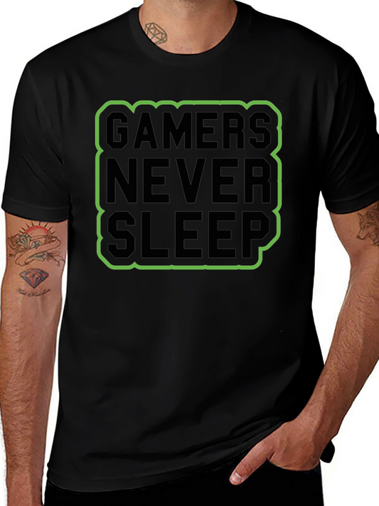 Gamers Never Sleep Black T-Shirt