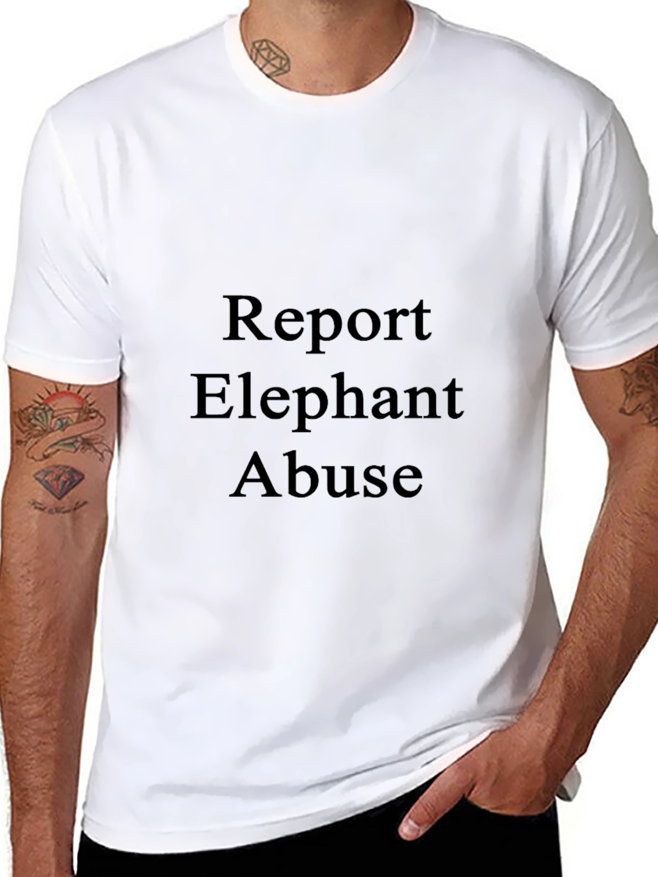 Report Elephant Abuse Black T-Shirt