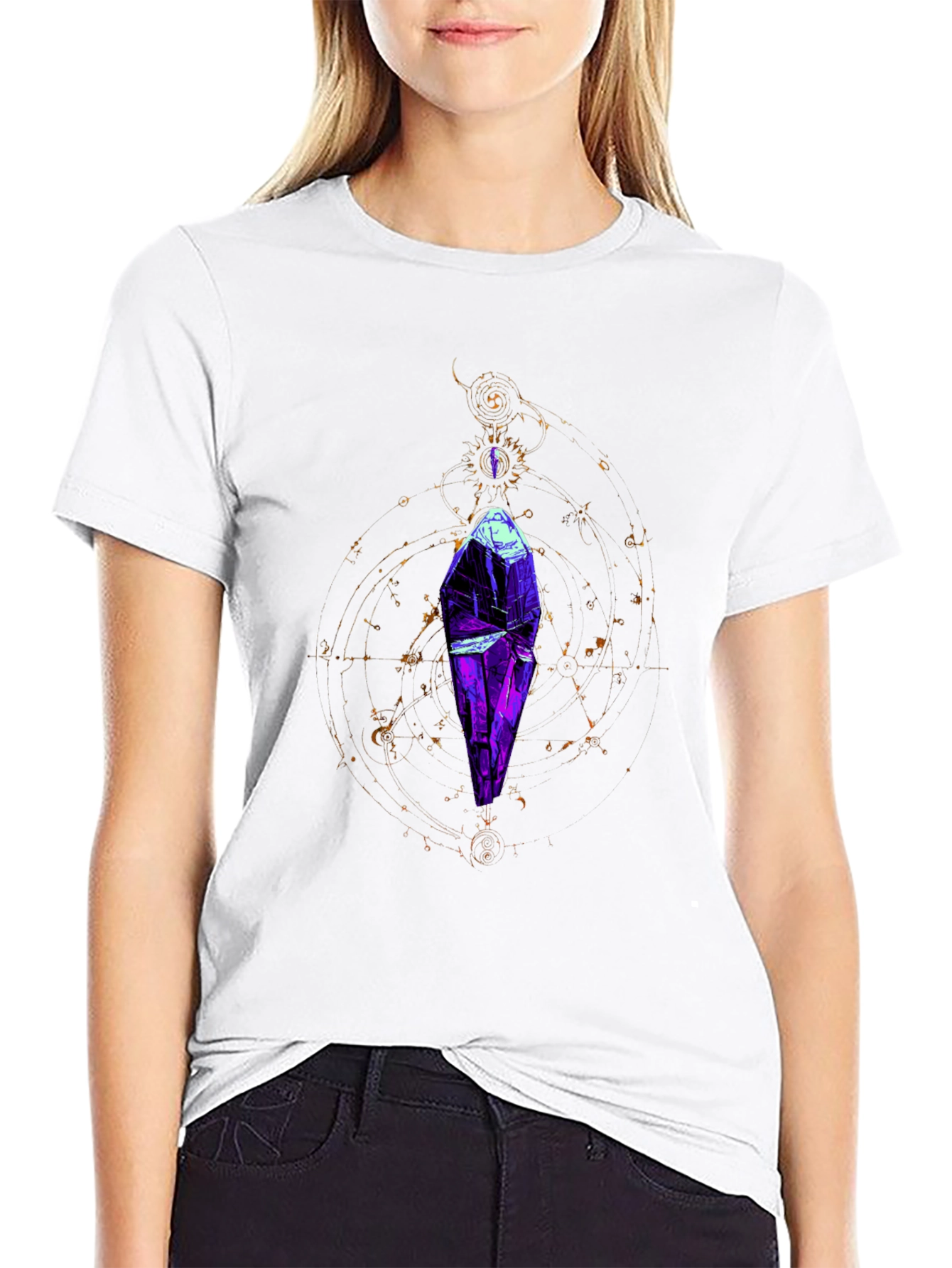 Mystic Crystal Graphic Tee - Black Cotton Comfort
