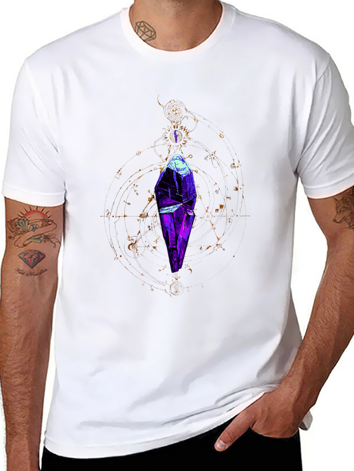 Mystic Crystal Graphic Tee - Black Cotton Comfort