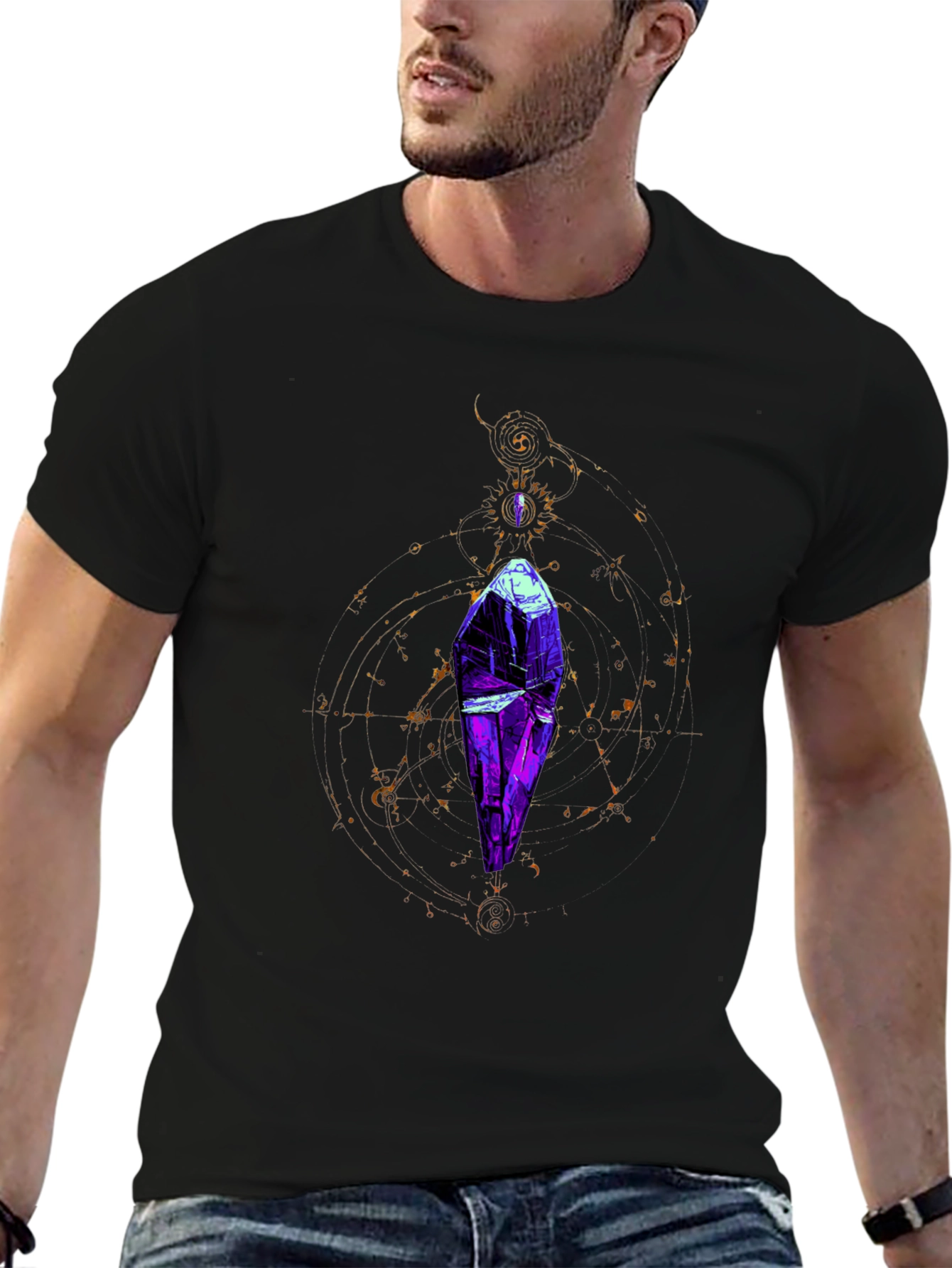 Mystic Crystal Graphic Tee - Black Cotton Comfort