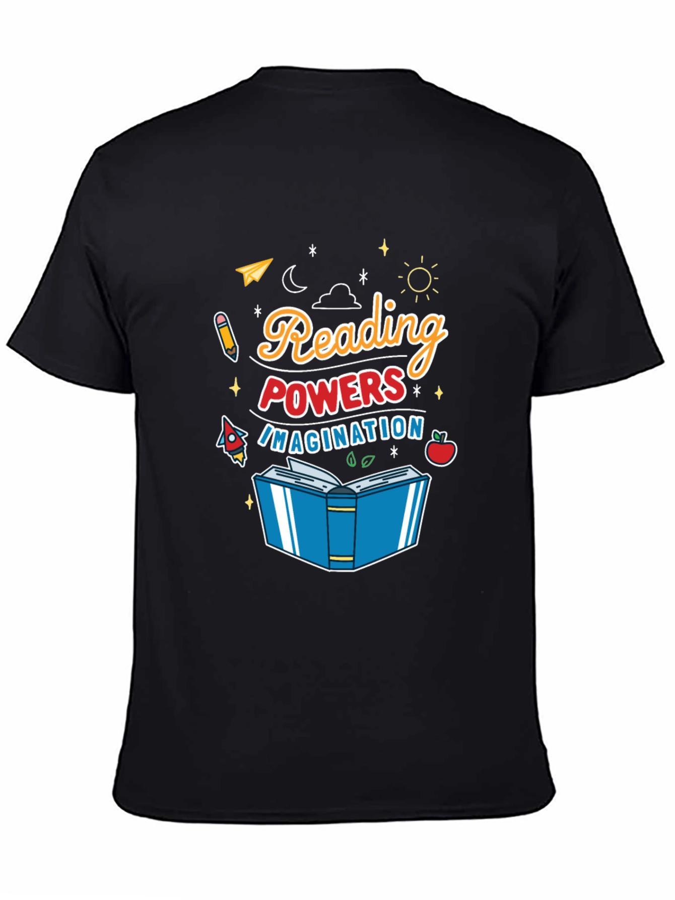Reading Powers Imagination Black T-Shirt