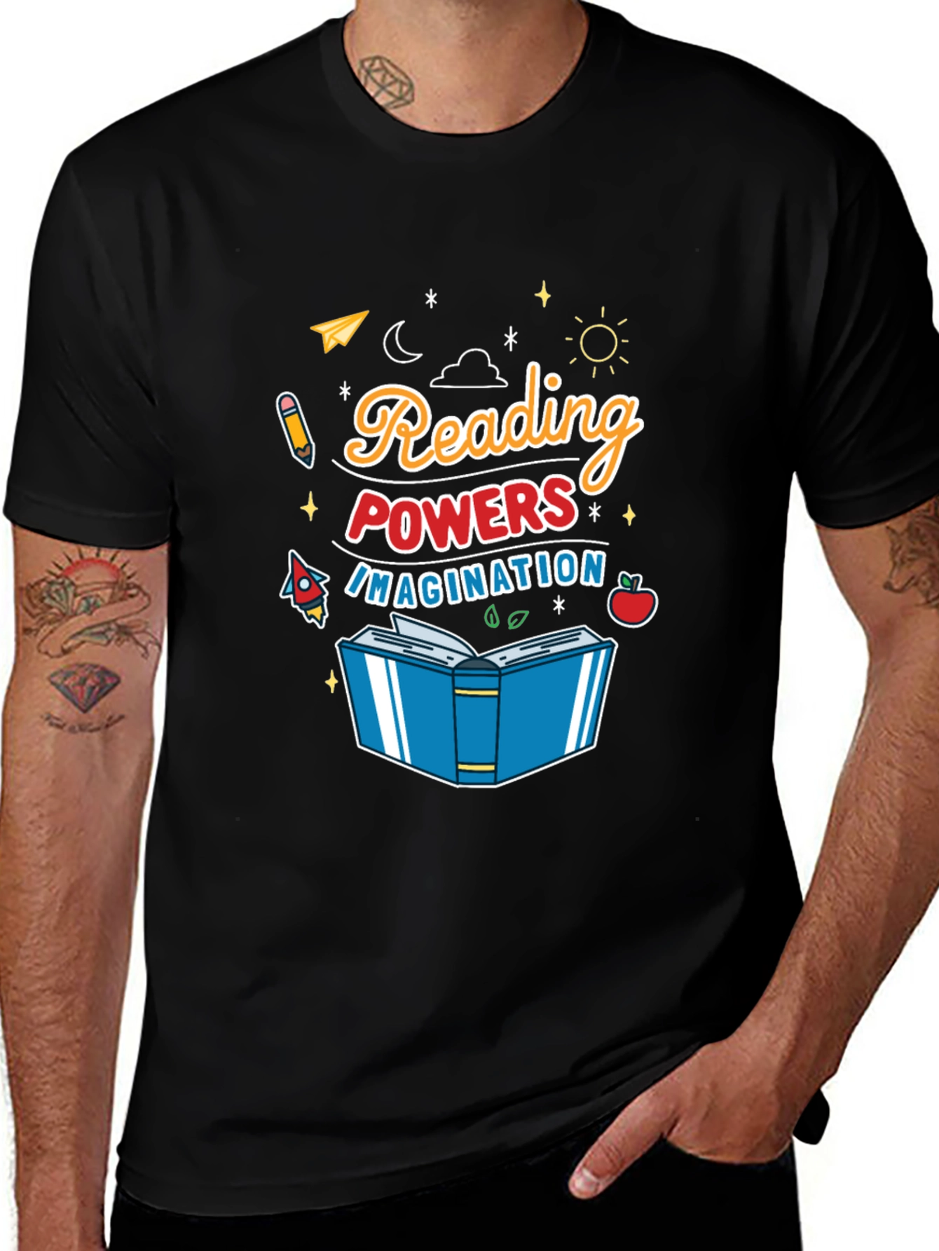 Reading Powers Imagination Black T-Shirt