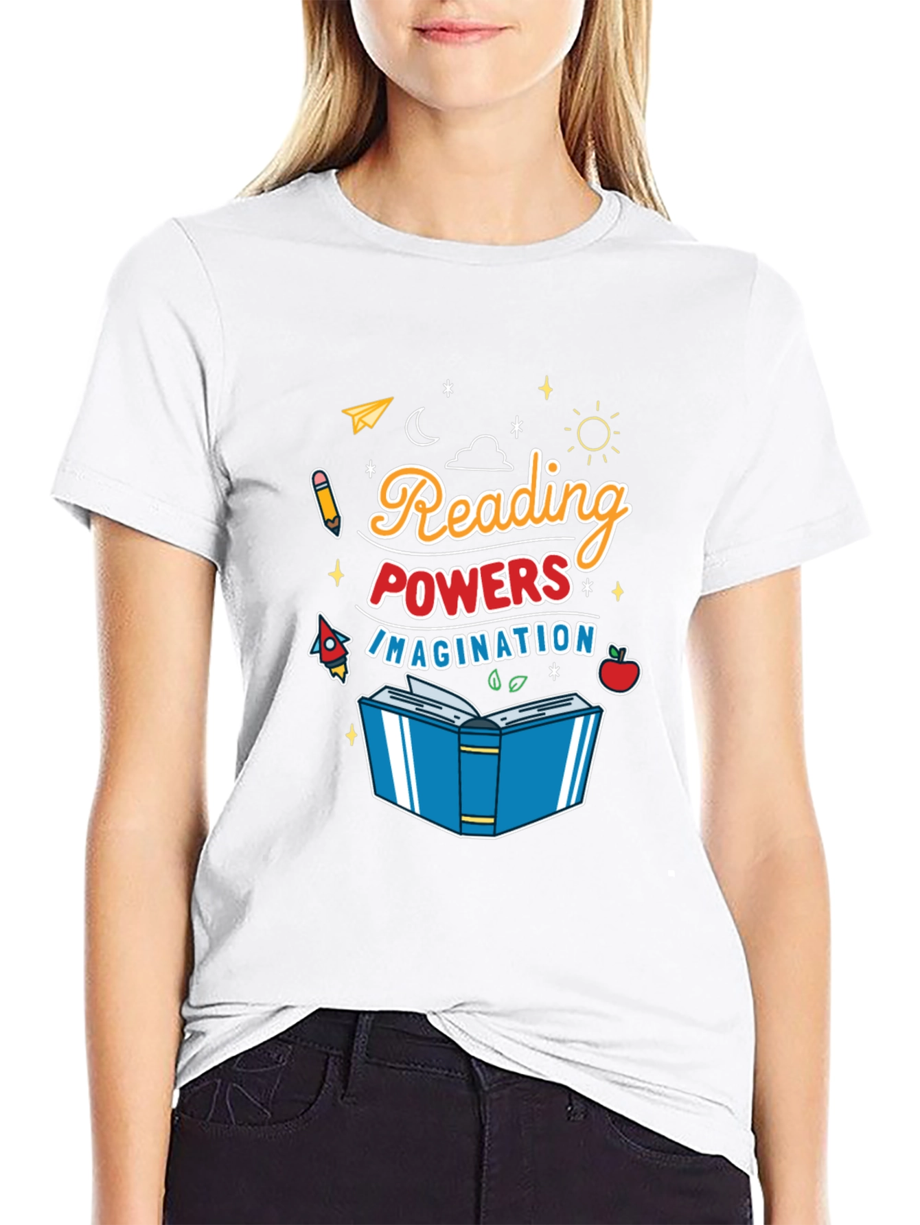 Reading Powers Imagination Black T-Shirt