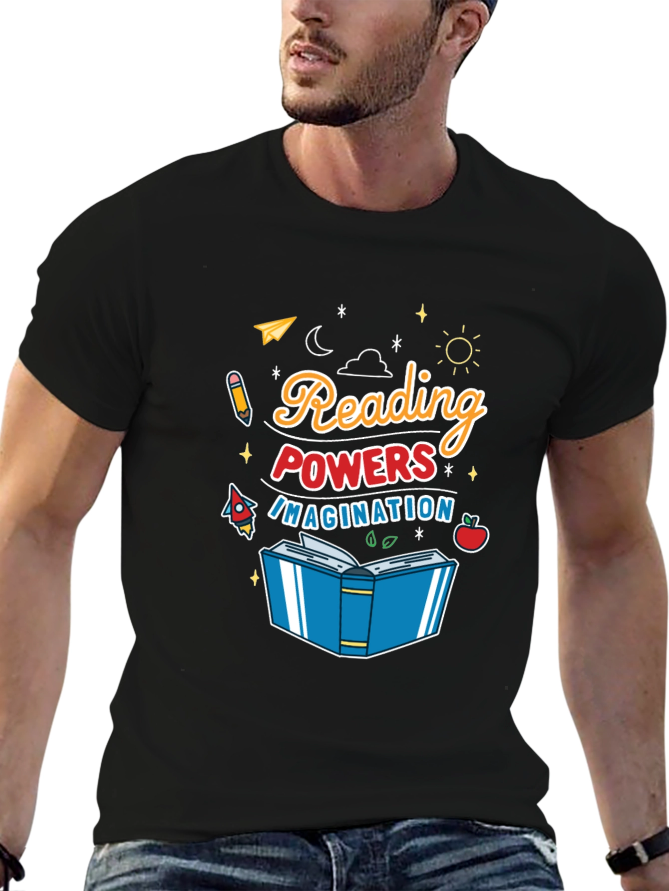 Reading Powers Imagination Black T-Shirt