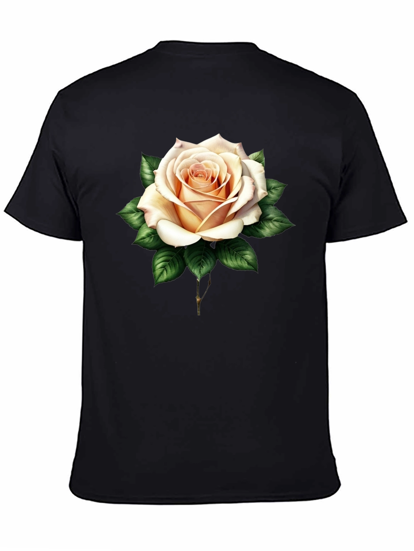 Elegant Rose Graphic Tee - Black