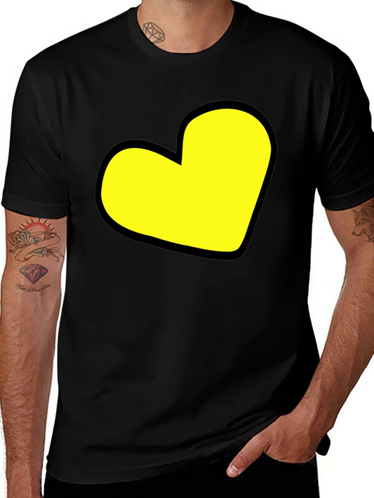 Black T-Shirt with Yellow Heart Graphic