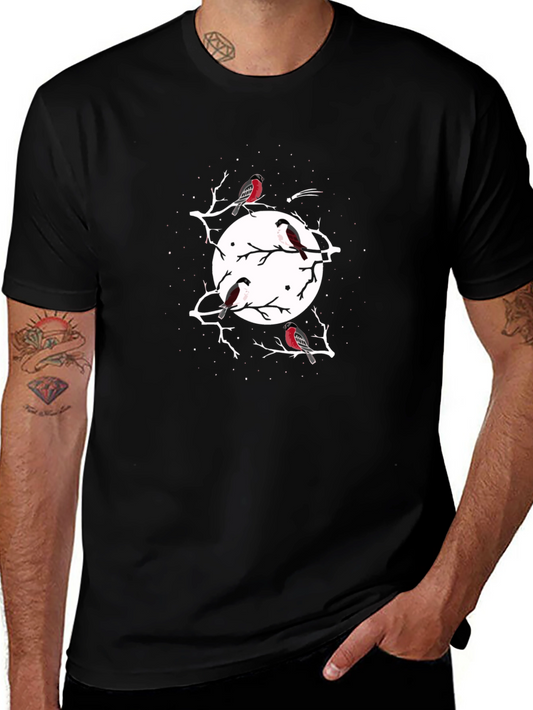 Bird & Moon Black T-Shirt - Stylish Graphic Tee