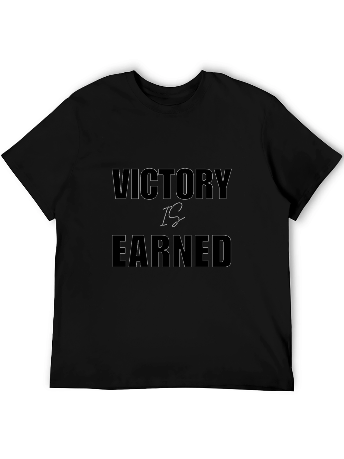 Victory is Earned Black Graphic T-Shirt