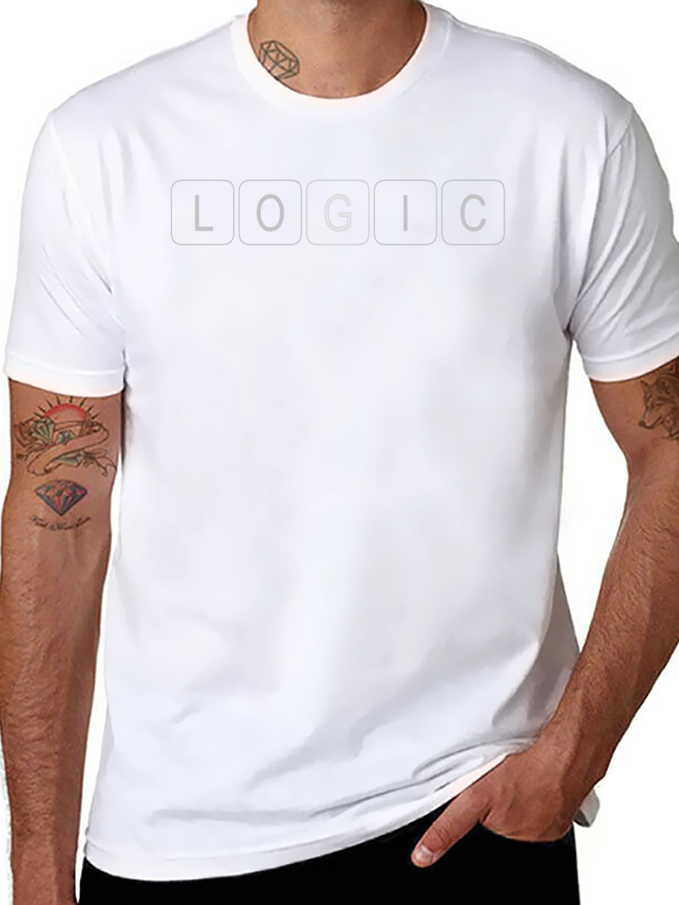 Logic Graphic Print Black Cotton T-Shirt