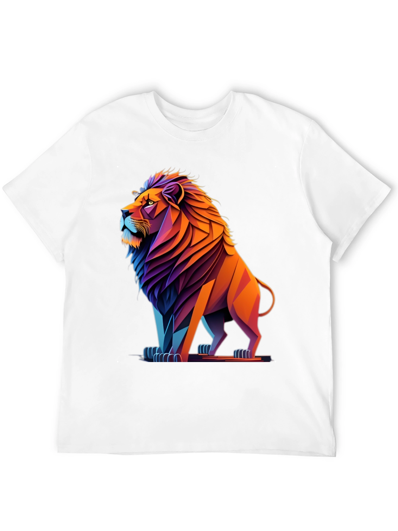 Geometric Lion Graphic Tee - Bold Style