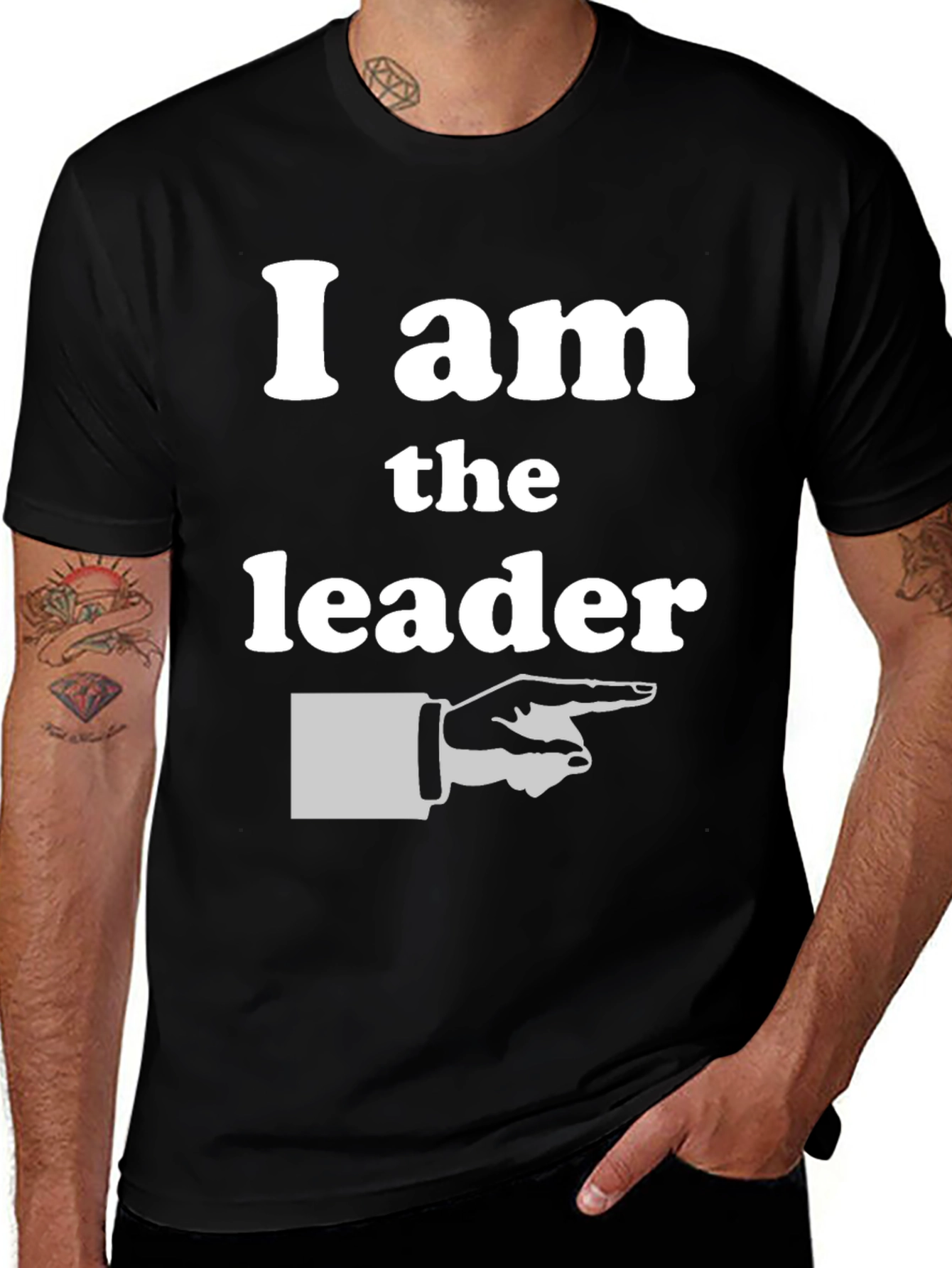 I Am The Leader T-Shirt Pointing Finger Graphic