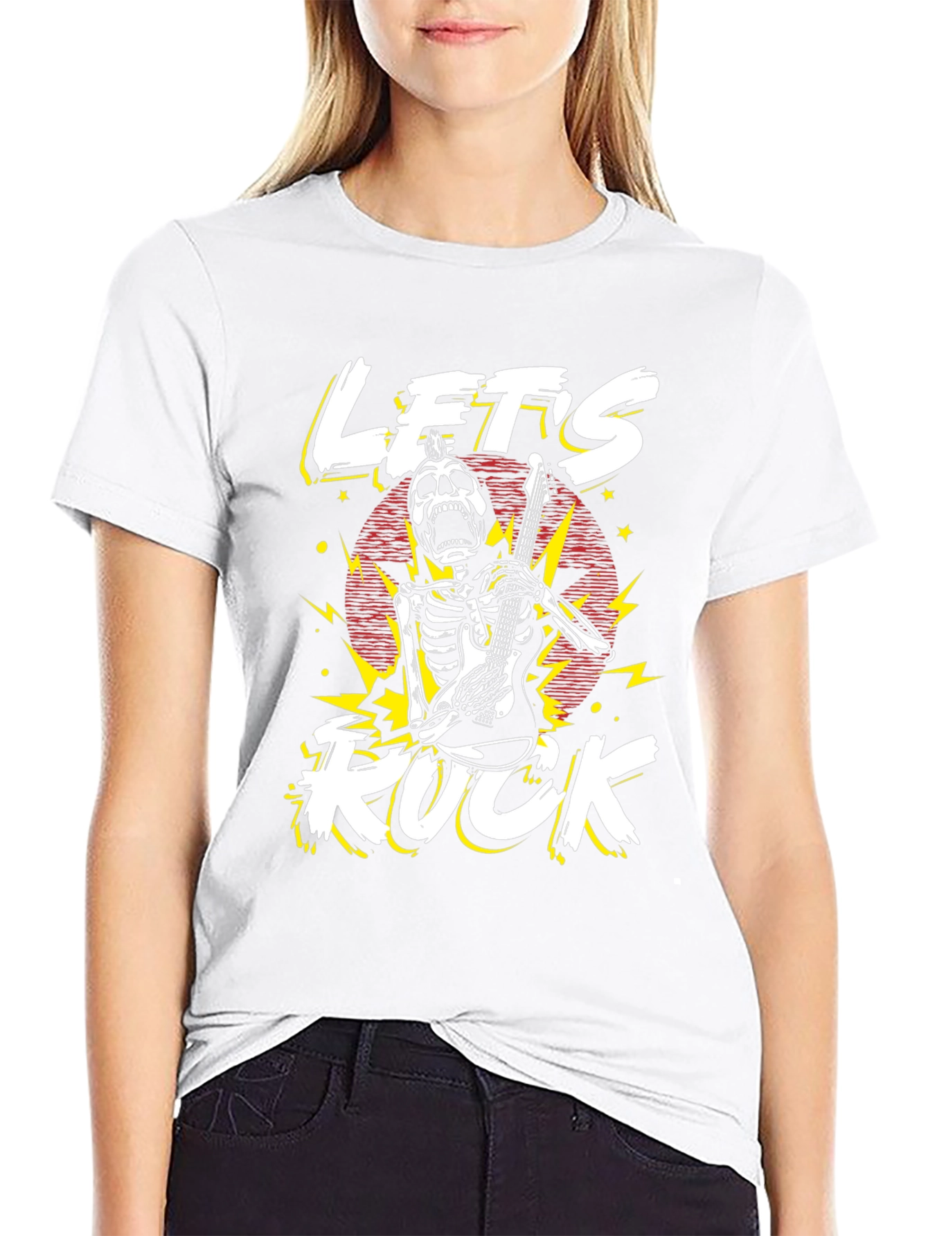 Lets Rock Skeleton Guitarist Graphic T-Shirt