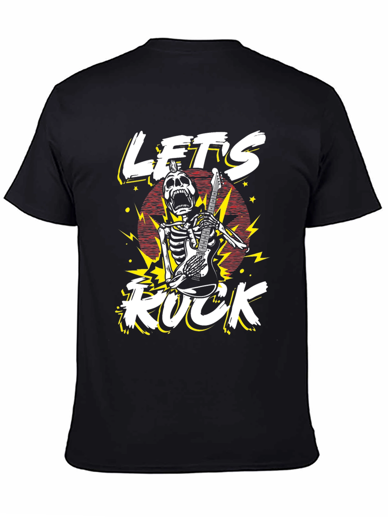 Lets Rock Skeleton Guitarist Graphic T-Shirt