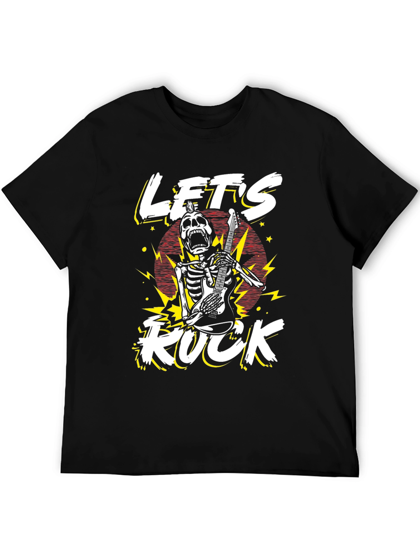 Lets Rock Skeleton Guitarist Graphic T-Shirt
