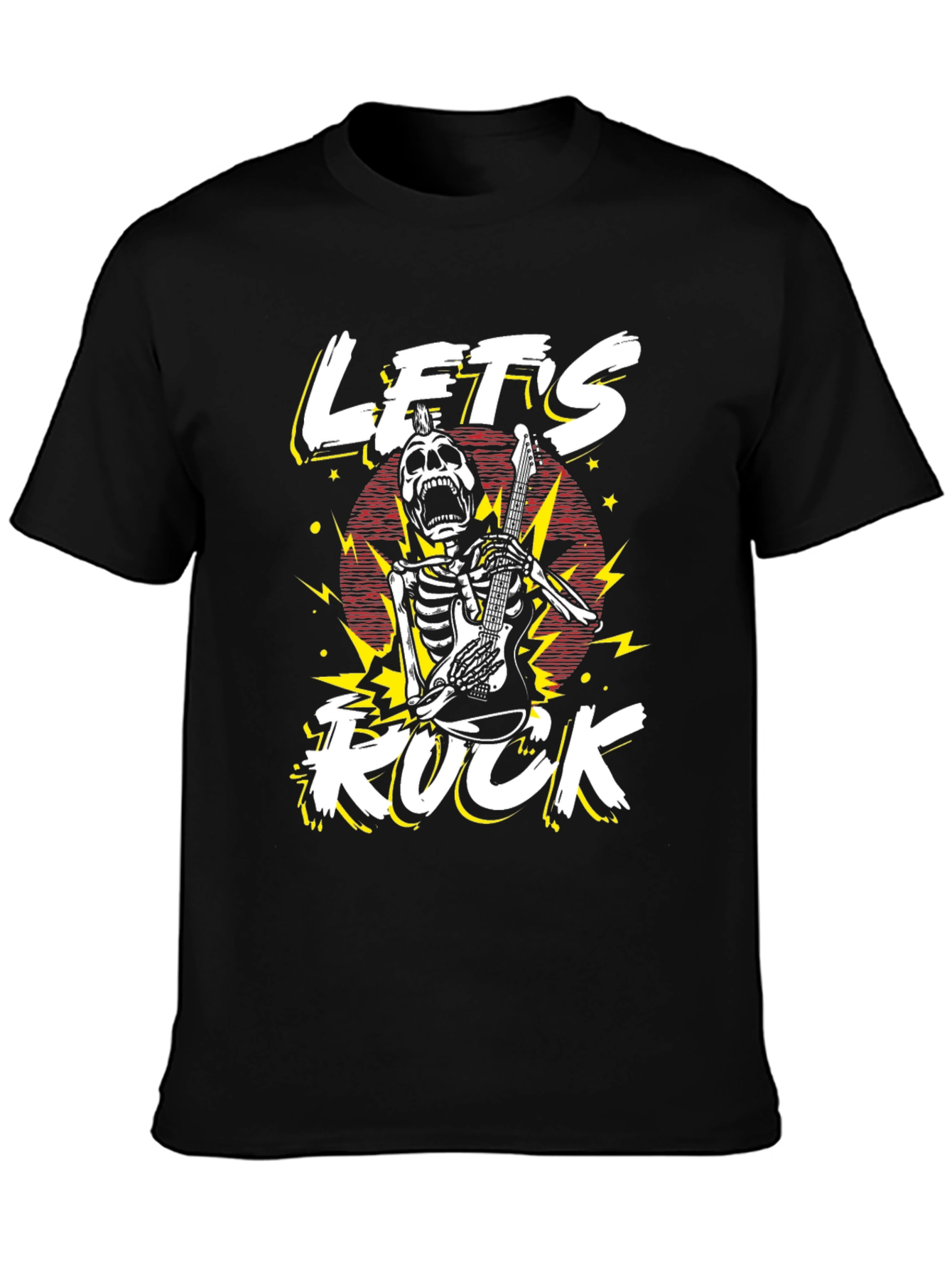 Lets Rock Skeleton Guitarist Graphic T-Shirt