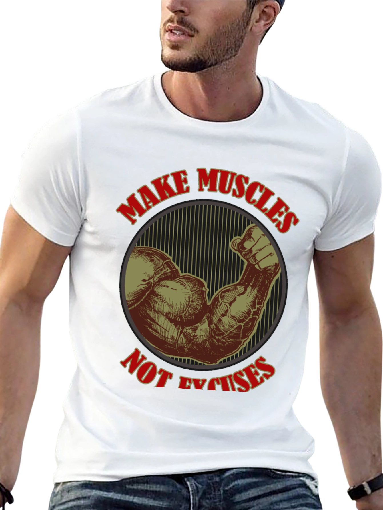 Make Muscles Not Excuses Black T-Shirt