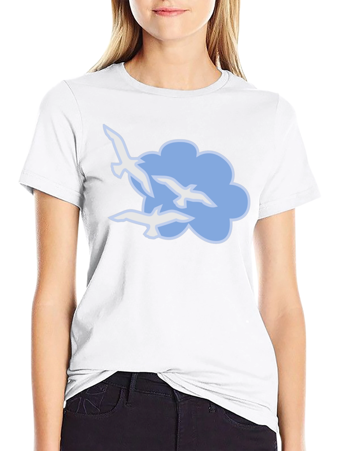 Bird Cloud Graphic Black T-Shirt