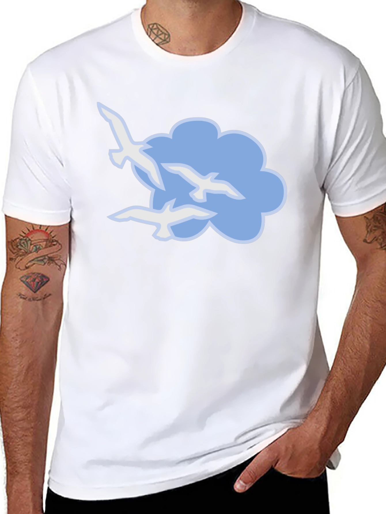 Bird Cloud Graphic Black T-Shirt
