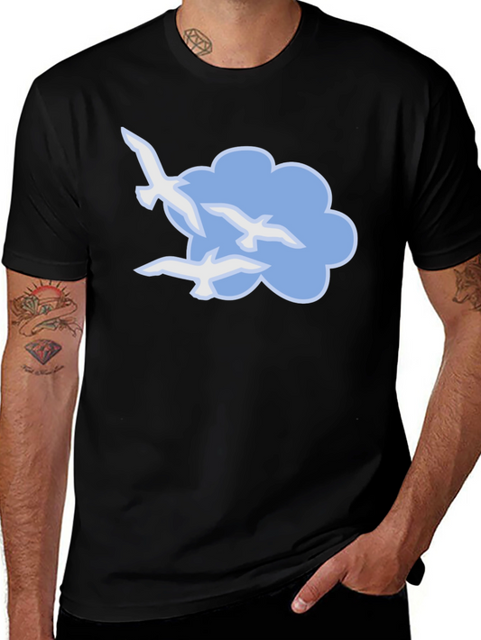 Bird Cloud Graphic Black T-Shirt