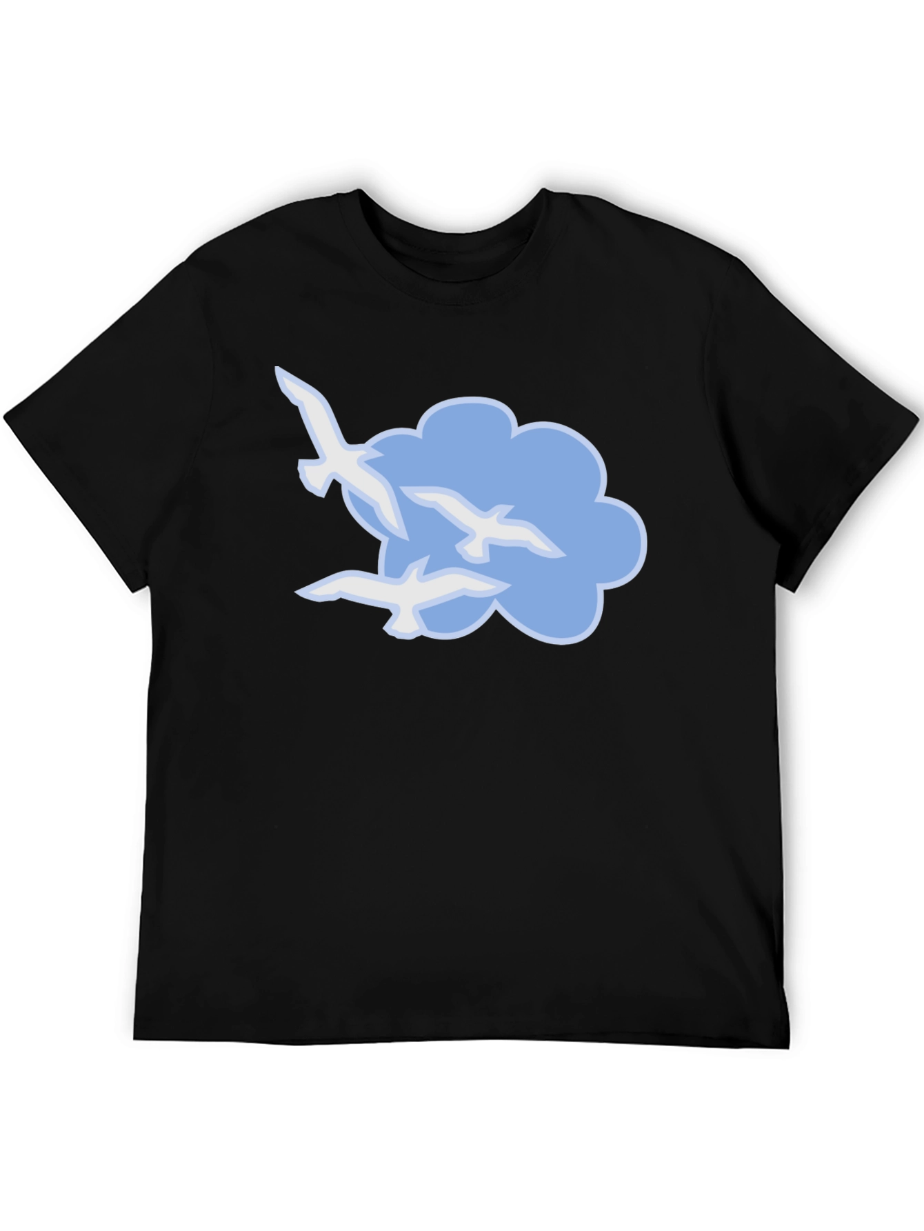 Bird Cloud Graphic Black T-Shirt