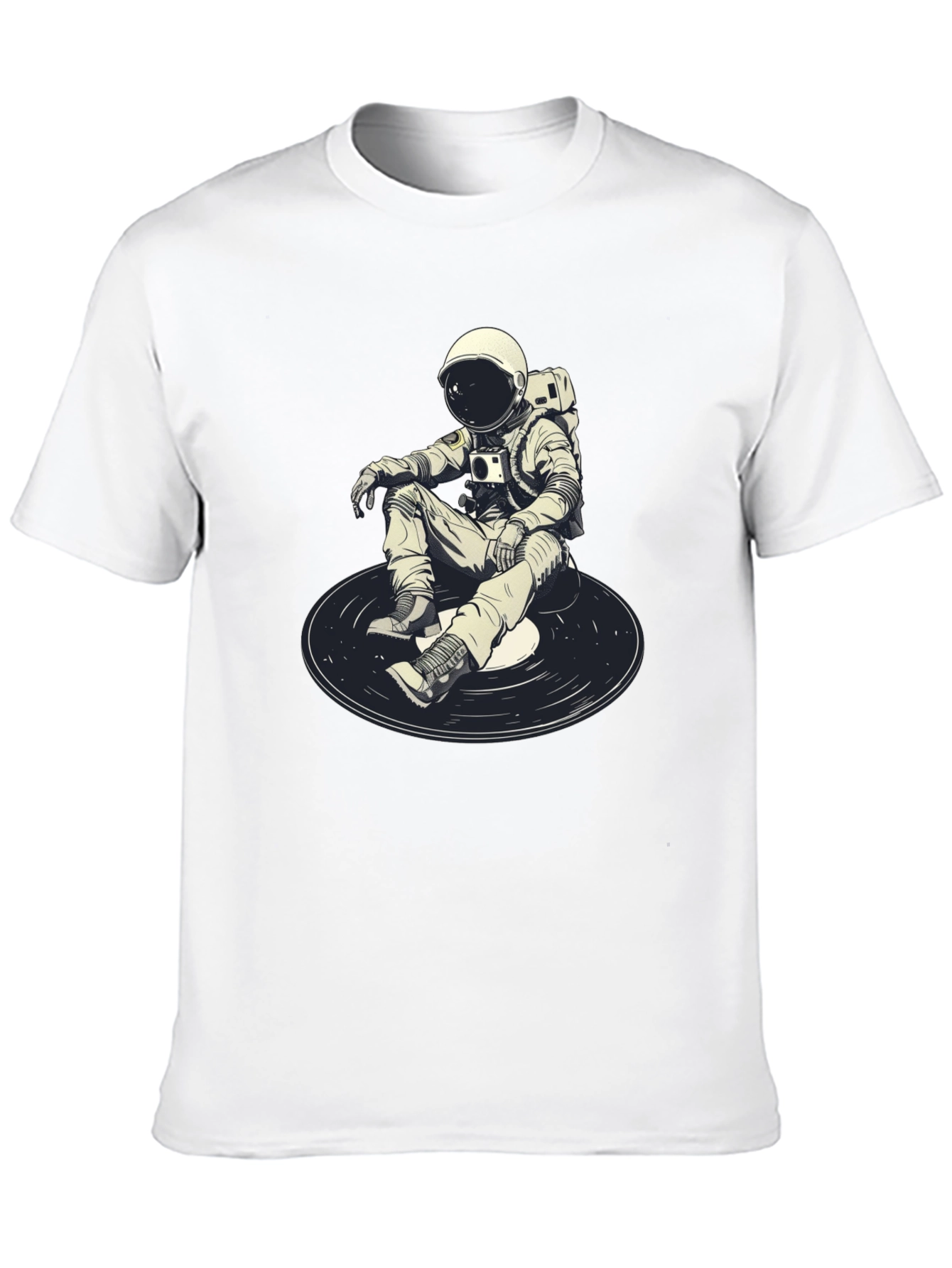 Astronaut DJ Graphic T-Shirt - Black Cotton Blend