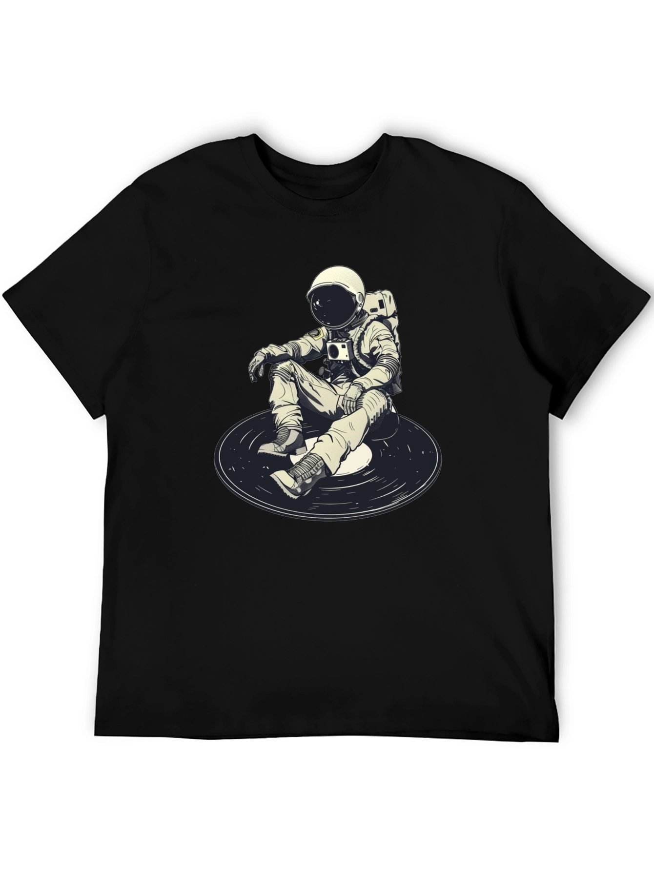 Astronaut DJ Graphic T-Shirt - Black Cotton Blend