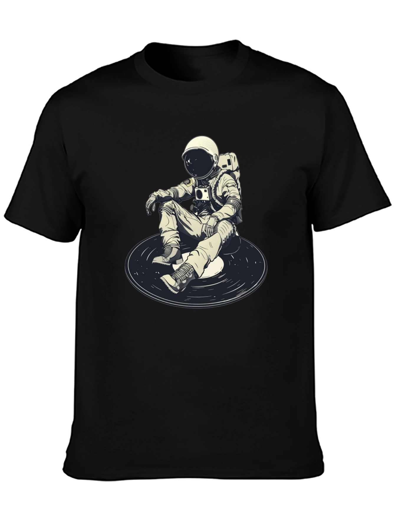 Astronaut DJ Graphic T-Shirt - Black Cotton Blend